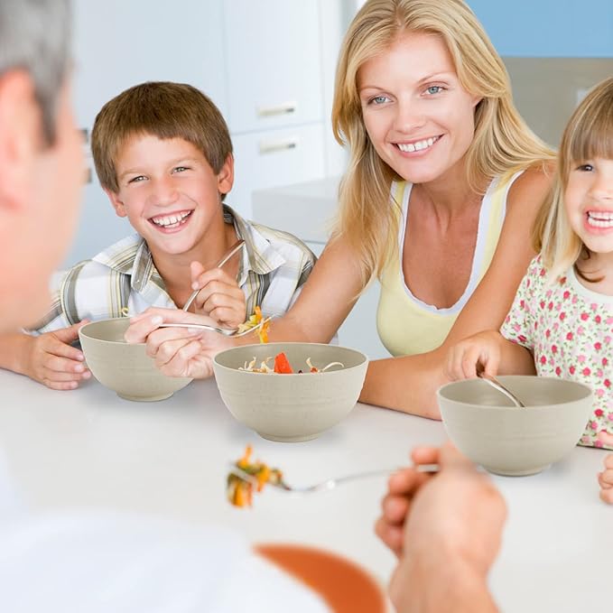 Wheat Straw Bowl Sets,8 PCS Unbreakable Cereal Bowls 26 OZ,Microwave and Dishwasher Safe Bowls, Kitchen Bowl suitable for cereal,salad,snack and soup (Beige)