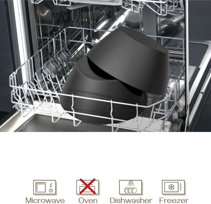 10 inch Bowls for Salad, Large Black Serving Bowl 118 oz, Bamboo Fiber Bowls Set of 3, Microwave and Dishwasher Safe, Great for Salad, Fruits, Vegetables and Pasta, BPA Free