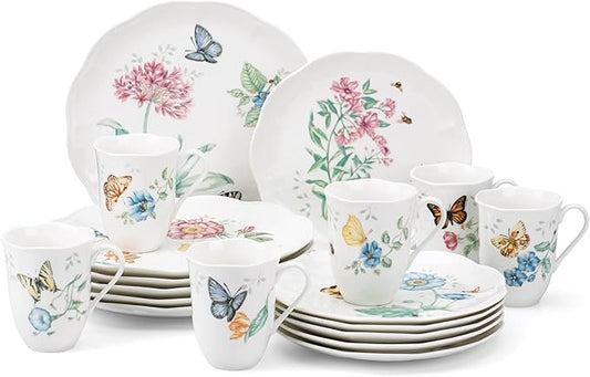 Lenox 6342794 Lenox Butterfly Meadow 18-Piece Dinnerware Set White