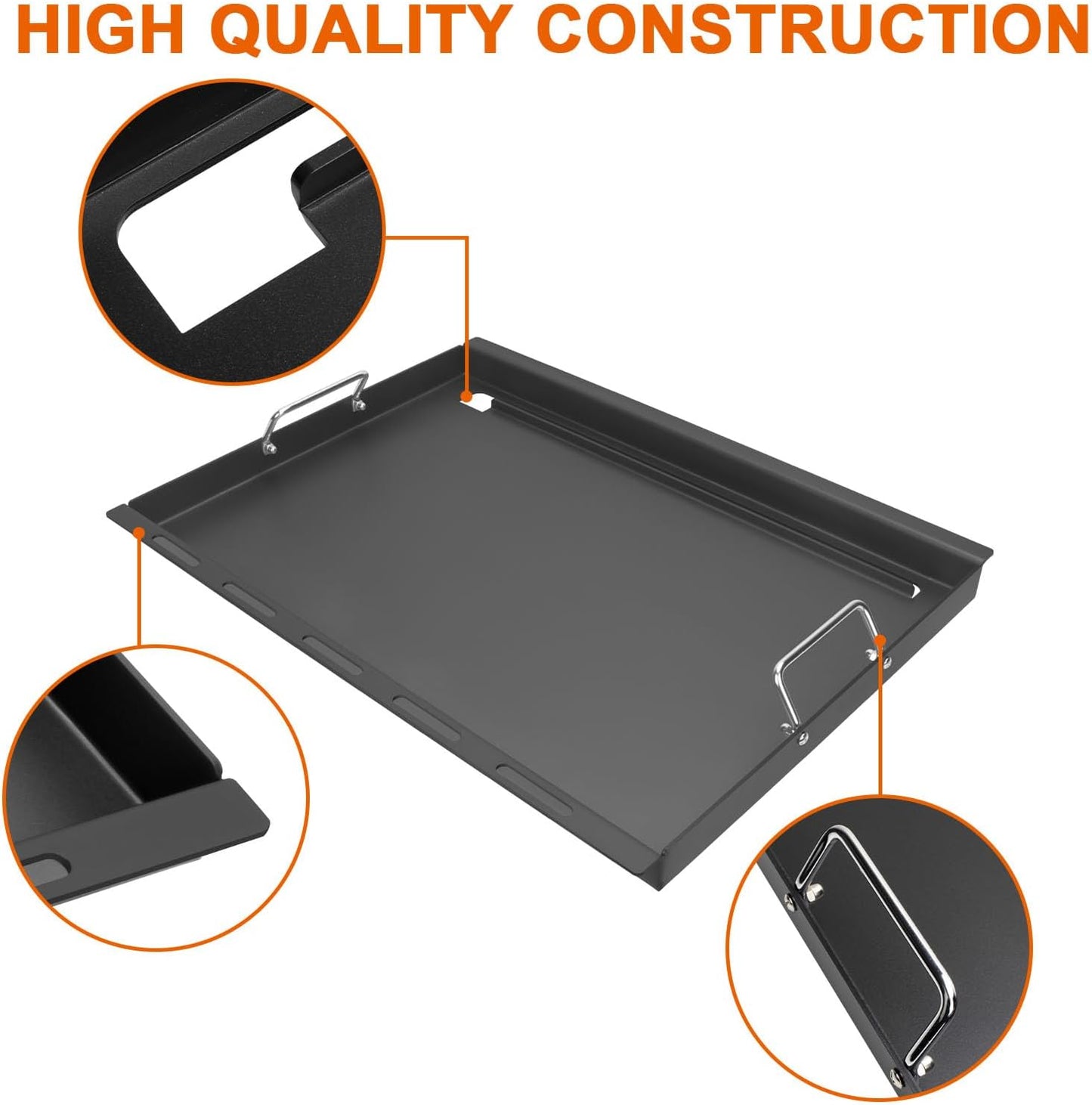 Full-Size Griddle Inserts for Weber Summit 400 Gas Grills, Flat Top Griddle Replacement Parts for Summit E-420 E-450 E-470 S-470, Replace for Weber 67550 Grates