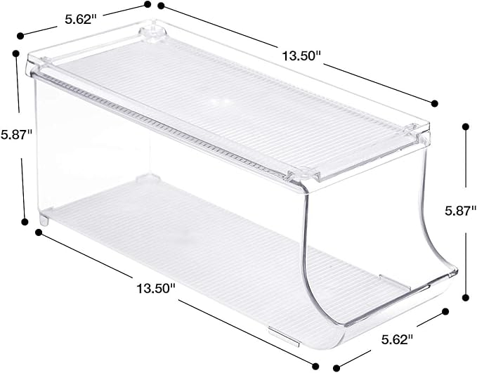 Sorbus Soda Can Organizer for Refrigerator - Stackable Holder Dispenser With Lid for Fridge, Pantry, Freezer - Holds 9 Cans Each, BPA-Free, Clear Design, Drink Organizer (2-Pack)