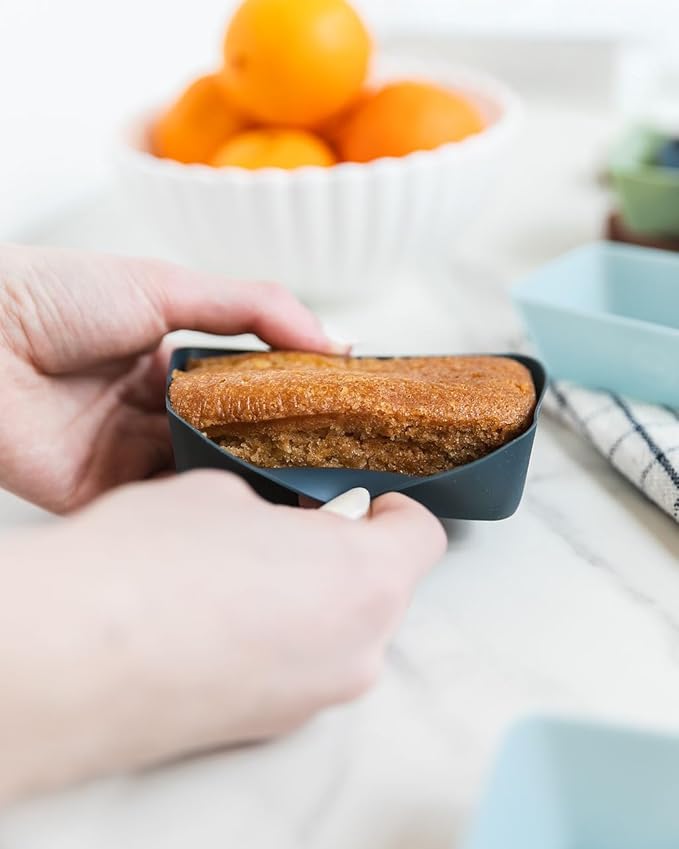 The Silicone Kitchen Silicone Individual Mini Loaf Pans - Reusable, Non-Toxic, BPA Free, Dishwasher Safe, Bento Box Accessories (12 Pack, Navy, White, Blue, Green)