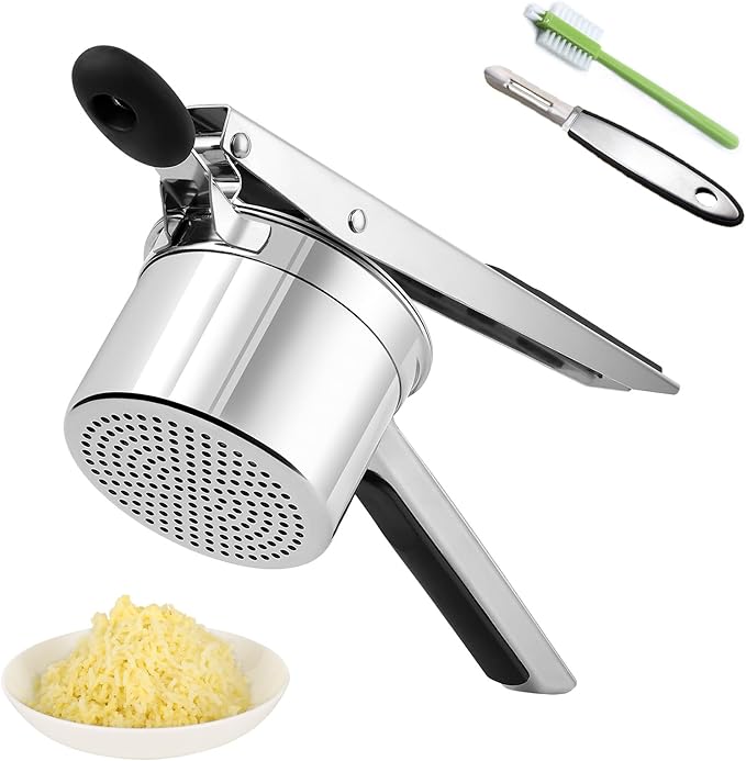 Potato Ricer Stainless Steel, Large Potato Masher 15oz, Heavy Duty Ricer Kitchen Tool for Perfect Mashed Potatoes, Potato Press and Mash Kitchen Gadget, Spaetzle Maker for Noodle