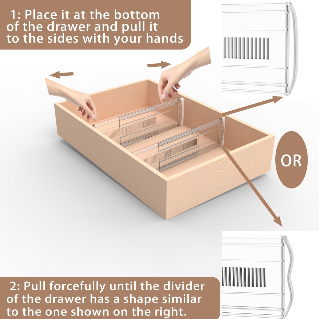 4 Pack Adjustable Drawer Dividers for Clothes,5" High Expandable From 13-22" Clear Drawer Organizers, PC Plastic Separators for Dresser/Bedroom/Bathroom/Kitchen/Office Storage
