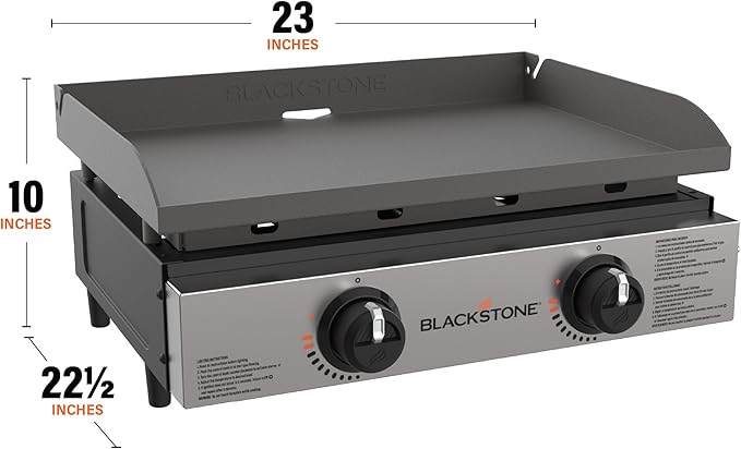 Blackstone 1666 22” Tabletop Griddle with Stainless Steel Faceplate, Powder Coated Steel, Black