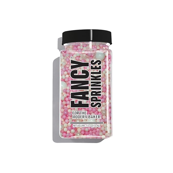 Fancy Sprinkles Bubble Bath Sprinkles, Real Sugar, For Ice Cream, Cookies, Cakes, Cupcakes, Dessert Decorating, Pink & White Sprinkles (0.5c)