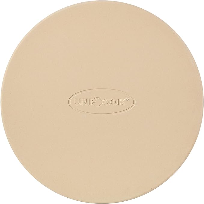 Unicook Round Pizza Stone 12 Inch, Cordierite Bread Baking Stone for Oven and Grill, Thermal Shock Resistant, Including Dough Scraper