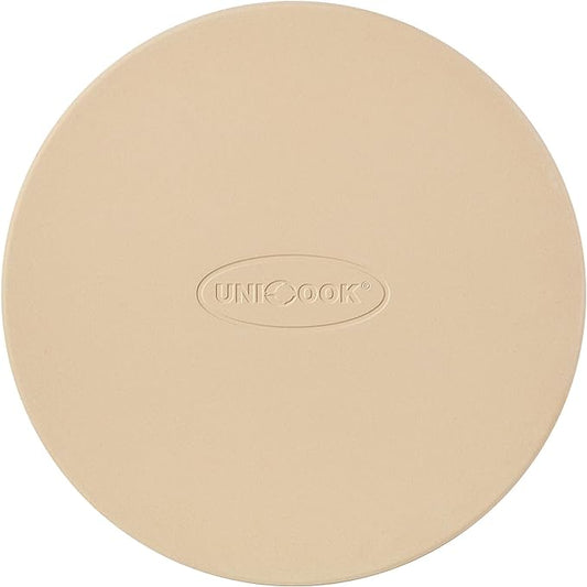 Unicook Round Pizza Stone 12 Inch, Cordierite Bread Baking Stone for Oven and Grill, Thermal Shock Resistant, Including Dough Scraper
