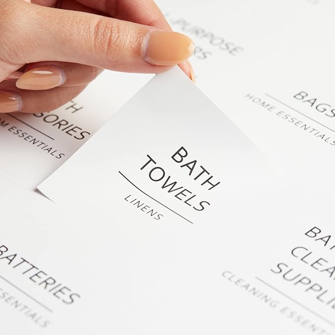 Talented Kitchen 144 Minimalist Laundry Room Labels - Preprinted Laundry Room Organization Stickers for Glass Jars, Containers, Spray Bottles (Black Print on White Matte Backing)