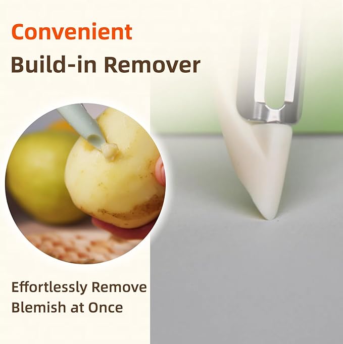 Stainless Steel Vegetable and Fruit Peeler, Swivel Straight Peeled Gadget for Kitchen - Ideal Carrot Cucumber Potato Peeler with Ergonomic, Non-Slip and Cute Handle (Ivory White)