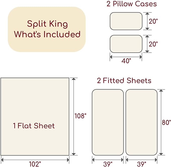 Mellanni Split King Sheets Set - 5 PC Iconic Collection Bedding - Hotel Luxury, Extra Soft, Cooling Bed Sheets - Wrinkle, Fade, Stain Resistant (Split King, Charcoal)