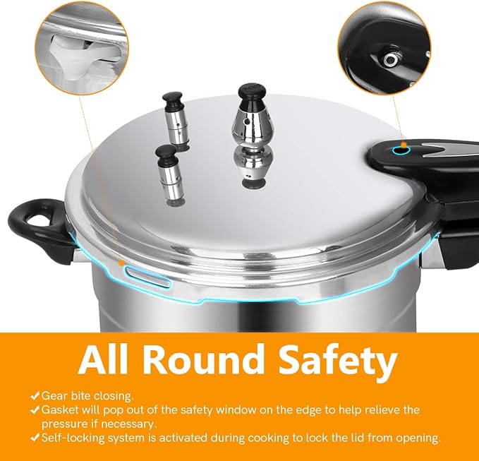 5.3 Quart Pressure Cooker, 10 Psi Induction Compatible Pressure Canner w/Multiple Pressure Control & Protection, Canning Rack Included