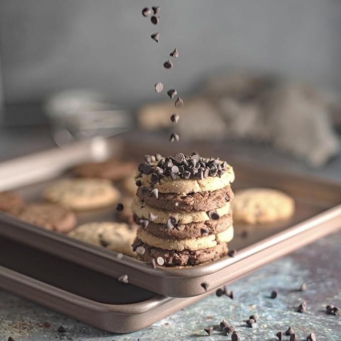 Nonstick Non-Toxic 18-inch Half Baking Sheet 2-Pack | Premium Extra Thick Sheet Pan | Warp Resistant Large Cookie Sheet