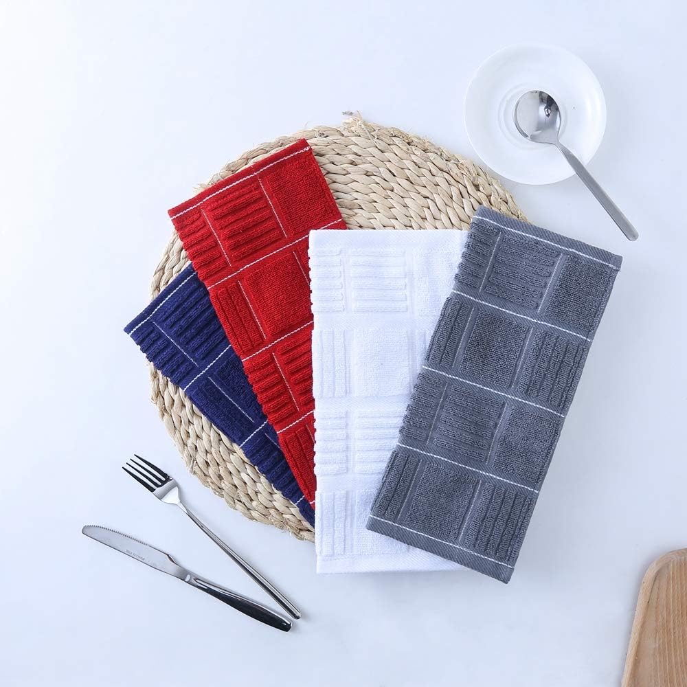 Glynniss Dish Cloths for Kitchen Washing Dishes, Super Absorbent Dish Rags, Cotton Terry Cleaning Cloths Pack of 8 (Geen, 12x12 inches)