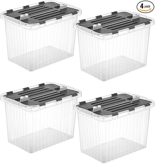 Superio 26 L Deep Storage Container with Hinged Lid (4 Pack)
