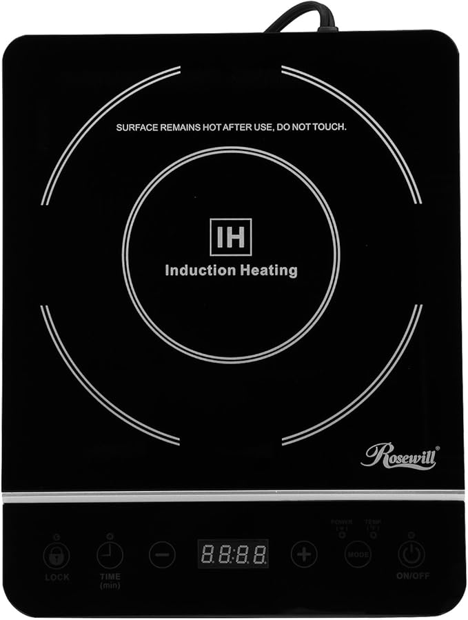 Rosewill Induction Cooker 1800 Watt, Induction Cooktop, Electric Burner with Stainless Steel Pot 10" 3.5 QT 18-8, RHAI-13001
