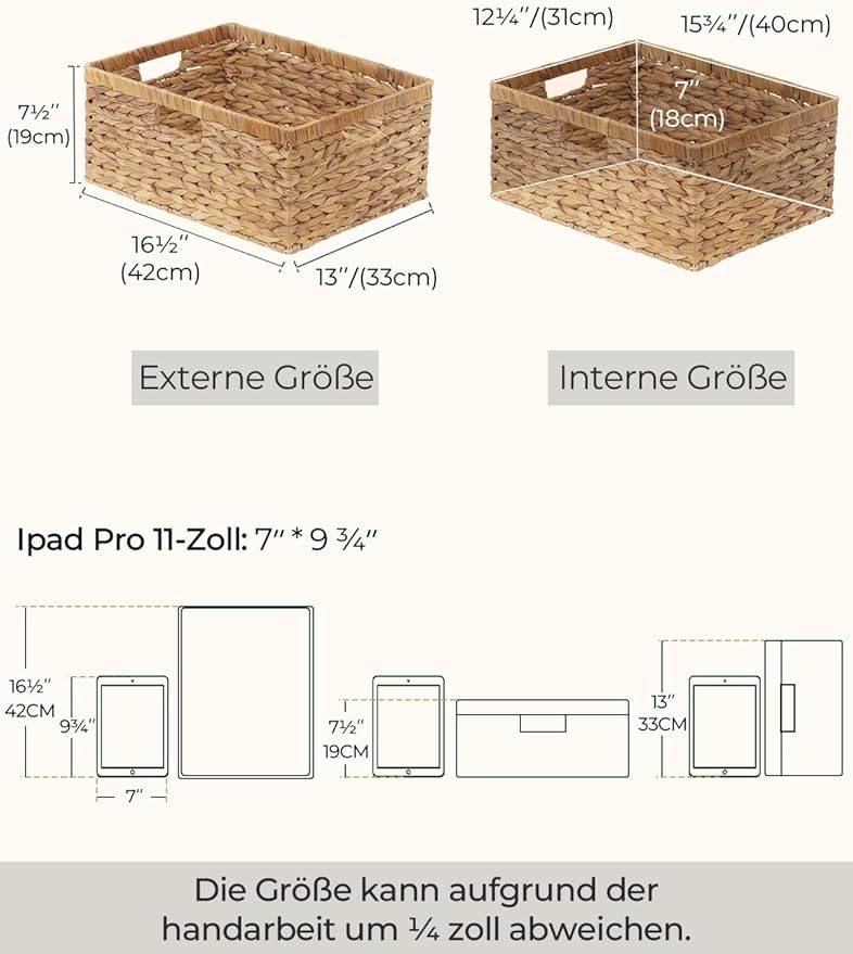 StorageWorks Extra Large Wicker Baskets for Organizing, Water Hyacinth Storage Basket with Built-in Handles, 1 Pack