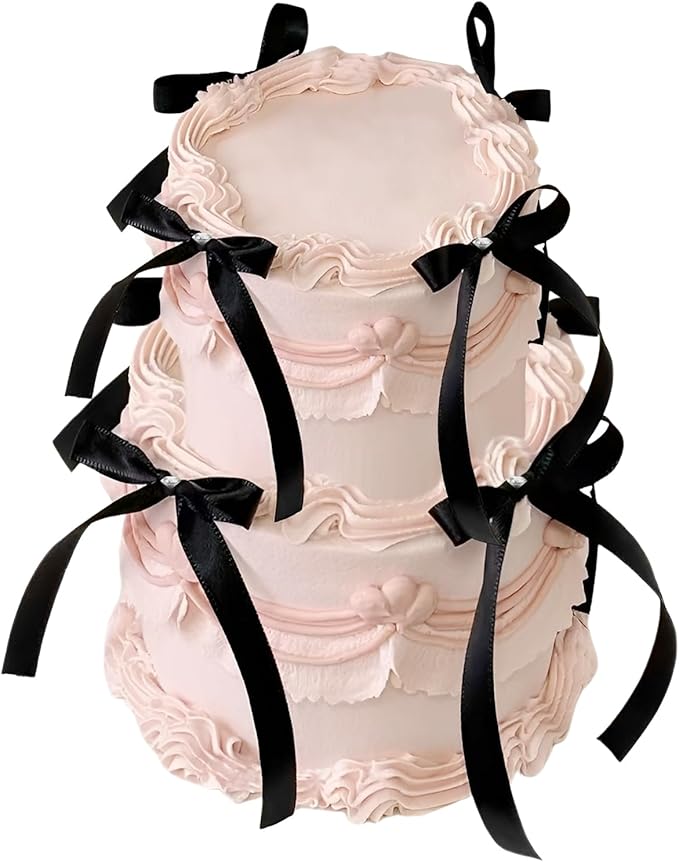 Bow Cake Toppers, 10 Pcs Large Black Bows Cupcake Toppers Themed Party Decorations, Black Birthday Cake Decorations for Wedding Baby Shower Party Supplies