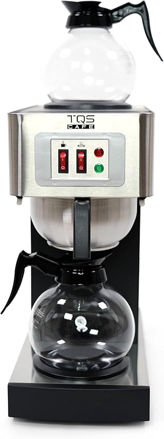 12-Cup Commercial Coffee Maker Stainless Steel - Double Coffee Machine for Office, Restaurant, Industrial Use - 110V High Capacity Office Coffee Maker - TQS Cafe