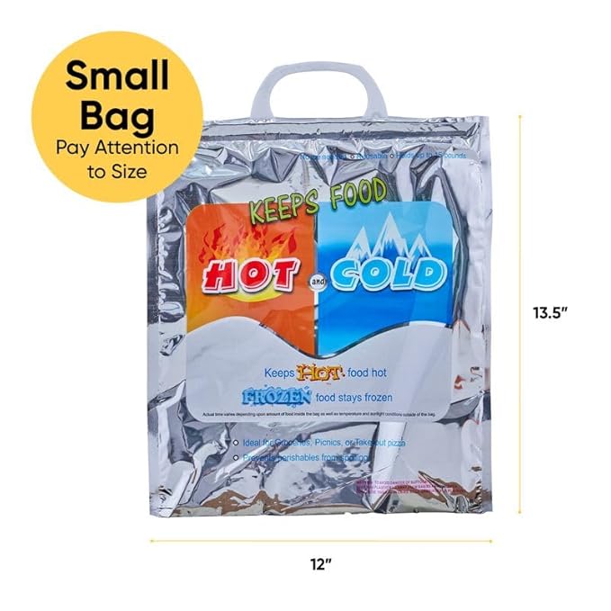 Superio Hot and Cold Insulated Bags for Food Delivery, Grocery Shopping Bags, Food Storage for Hot and Frozen Food for Travel, Disposable Cooler Bag, Reinforced Thermal Lunch Bag (5, 12"x13.5")