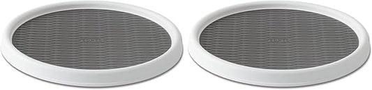 Copco Basics Non-Skid Pantry Cabinet Lazy Susan Turntable, 12-Inch, White/Gray (Pack of 2)