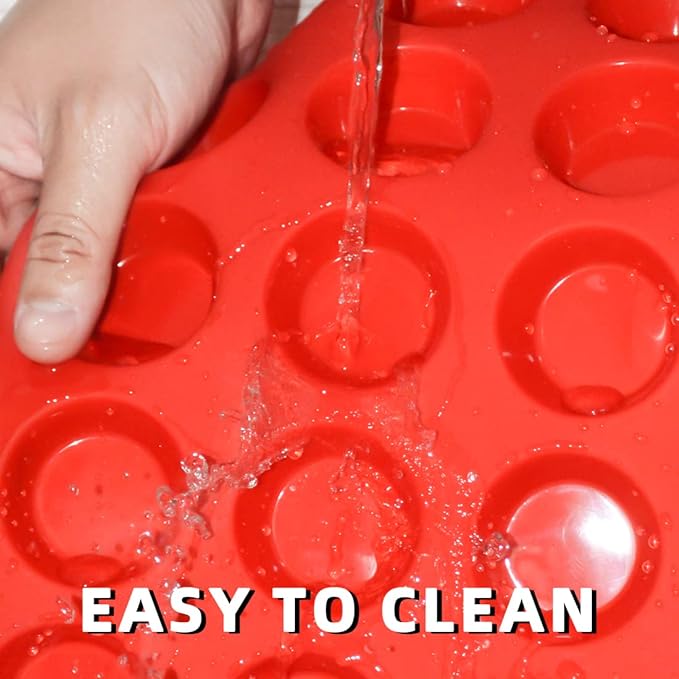 CAKETIME Silicone Muffin Pan, Mini Muffin Pan, Regular 12 Cups and Mini 24 Cups Cupcake Tin Set of 2 for Baking Egg Bites