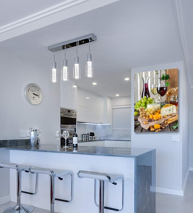 Looife Cajun Kitchen Wall Art, 20x30 inch Boho Kitchen Canvas Wall Decor - Modern Art Deco Print with Wine & Food Motif, Ready to Hang for Dining Room & Bar