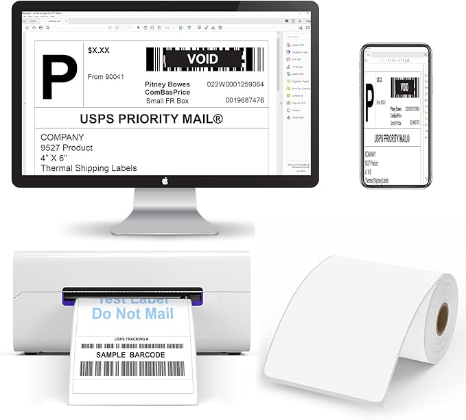 9527 Product 4x6 Blank Direct Thermal Shipping Labels for Zebra 2844 Zp-450 Zp-500 Zp-505,250 Labels/Roll,Total 80 Rolls