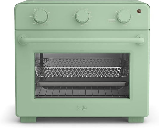 bella Air Fry Toaster Oven, 7 Preset Cooking Options, Dishwasher-Safe EverGood Coated Trays Included, 60-Minute Auto Shutoff w Audible Timer, Power Indicator Light, 1700 Watt, Seaglass