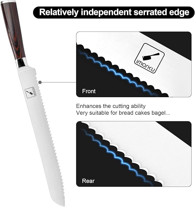 imarku Bread Knife, German High Carbon Stainless Steel Professional Grade Bread Slicing Knife, 10-Inch Serrated Edge Cake Knife, Bread Cutter for Homemade Crusty Bread, Birthday Gifts for Women Men