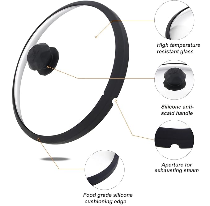 Glass Microwave Cover for Food 10.5 Inch Microwave Splatter Cover With Easy Grip Diamond Shape Handle Microwave Cover Glass Guard Lid Vented Edge Plate Cover for Heating Food (Black)