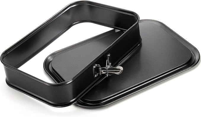 SOUJOY Springform Cake Pan, Non-stick Cheesecake Pan, 14 x 9 Inch Large Rectangle Cake Pan with Removable Bottom, Ice Cream Cake Bakeware, Black