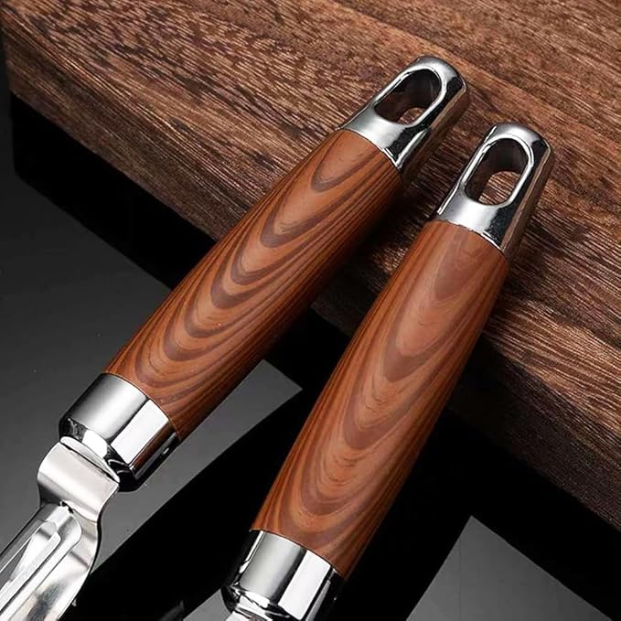 Vegetable Peeler - Stainless Steel Y-shaped peeler Non-Slip Wood Grain Handle - Efficient for Potatoes, Apples & Fruits - Durable Kitchen Tool