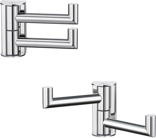 APLusee Swivel Towel Hook Polished Chrome 2 Pack, 304 Stainless Steel Bathroom Robe Hook Towel Holder, Folding Wall Hook Wall Mounted