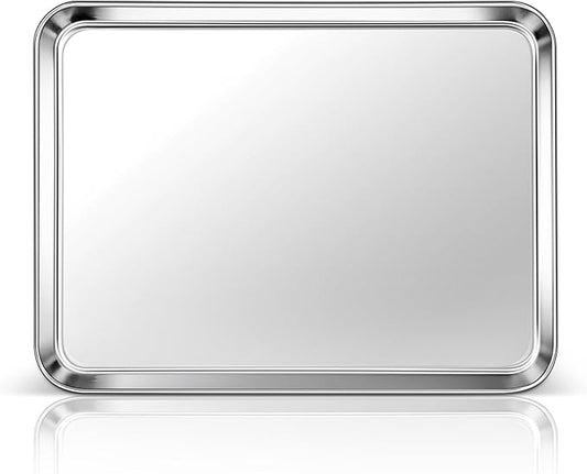 Homikit 1 Pack Baking Sheet Pan, 16” x 12” Stainless Steel Cookie Pan Tray Set for Oven, Metal Jelly Roll Pan for Baking Cooking Toasting, Rustproof & Non Stick, Mirror Finish & Dishwasher Safe