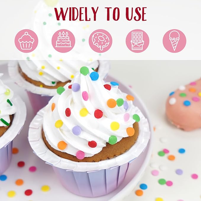 Rainbow Round Sprinkles, Birthday Confetti Edible Cake Decorations, Round Sprinkles For Cupcake, Cake Decorating, Ice Cream, Cookie, 150g/5.29oz