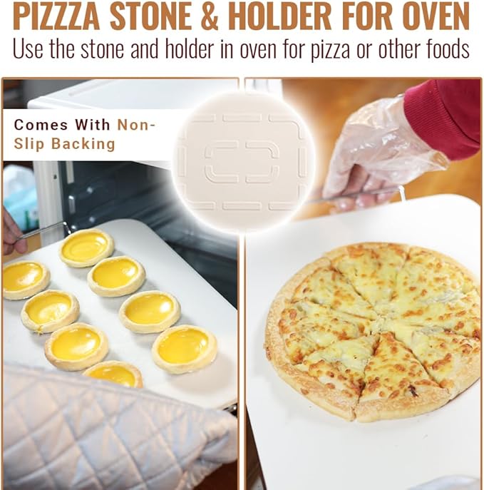 8 PCS Pizza Stone Set, Extra Large 15×12 Inch Pizza Stone for Grill, Rectangle Baking Sone With Pizza Kit for Pizza, Bread, BBQ Grilling, Pizza Peel Set