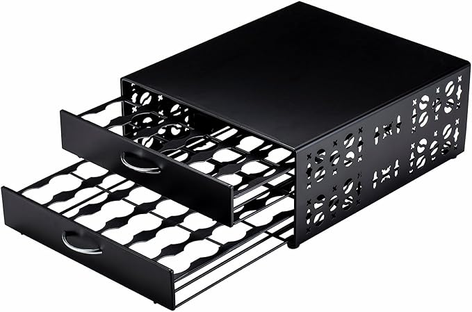 FlagShip K Cup Organizer Drawer 2 Tier Coffee Pod Holder for Keurig Pod Holder Save Space Countertop Kitchen (84 Pods Capacity)