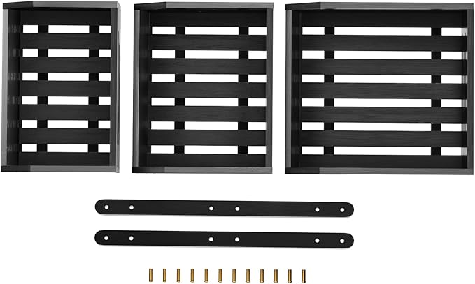 G.a HOMEFAVOR Large Bamboo Fruit Basket, 3 Tier Fruit Bowl for Kitchen Counter, Fruit Holder for Kitchen Countertop, Snack Fruit Vegetable Storage Basket Stand (BLACK)