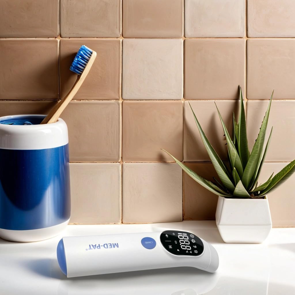 Med-Pat TH-1 Touchless Digital Thermometer - Infrared 1-Second Result - - Baby, Kids, Adults - Temperature Fever Alert, HD Color - Forehead & Ear Mode - Auto-Light & Silent Mode