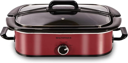 4-Quart Slow Cooker with Casserole Manual Warm Setting - Perfect Kitchen Small Appliance for Family Dinners, Dishwasher Safe Crock, Red