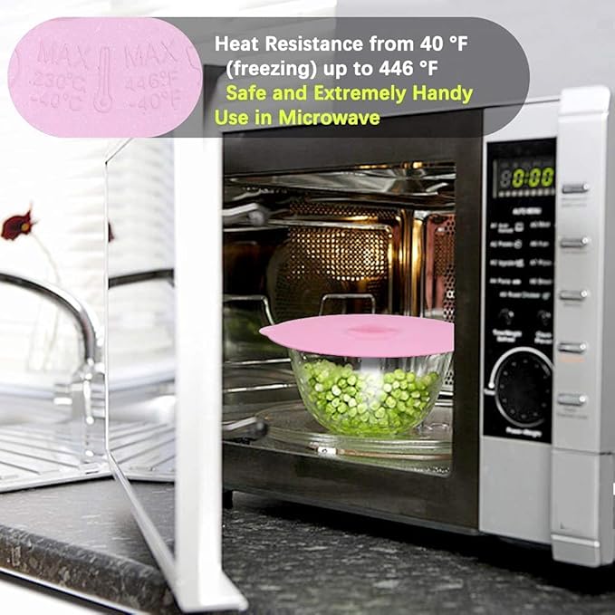 Silicone Lids Covers - Microwave Food Cover for Bowls,Cups,Pots,Pans Food Safe BPA Free Silicone Bowl Covers Easy to Clean and Storage