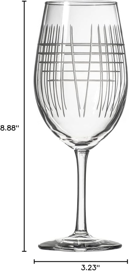 Rolf Glass - Matchstick All Purpose Wine Glass 18 Ounce - Set of 2 - Lead-Free Glass - Engraved Large Wine Glasses - Made in the US