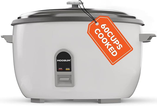 Commercial Rice Cooker, Large Capacity 30-Cup (UnCooked), 60-Cup (Cooked) with One Touch Operation and 12-Hour Keep Warm,Easy to Use and clean,1600W