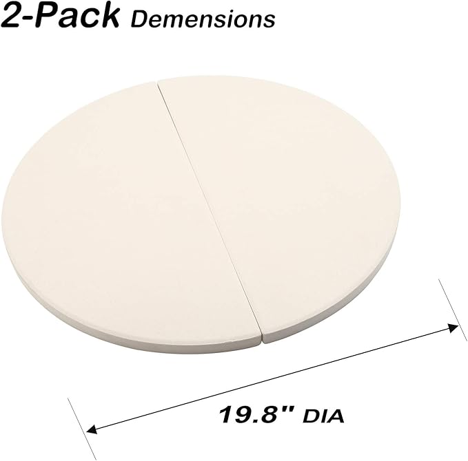 BBQ Future 19.8 Inch Half-Moon Ceramic Heat Deflector Plates for Kamado Joe Big Joe I, II & III, 2-Pack, White