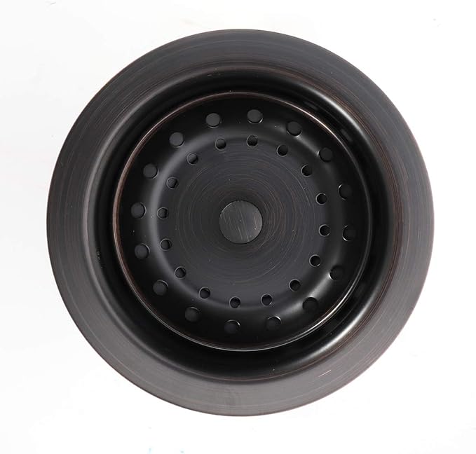 KONE 3-1/2 Inch Kitchen Sink Drain ORB Assembly with Strainer Basket/Stopper, All Stainless Steel Durable and Rustproof Oil Rubbed Bronze