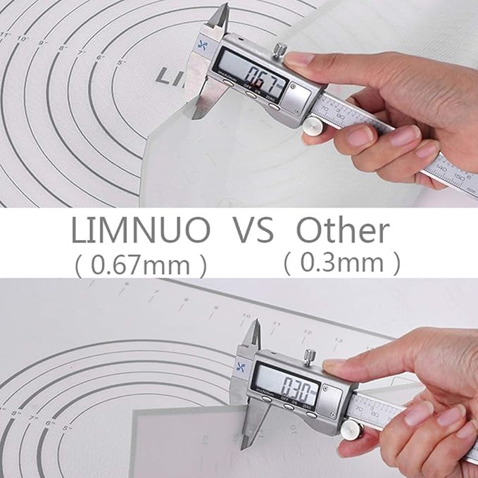 Silicone Baking Mat，Non Stick Rolling Dough with Measurements for Pie Pizza Cookies Fondant Making，Extra Thick Non Slip Silicone Pastry Mat