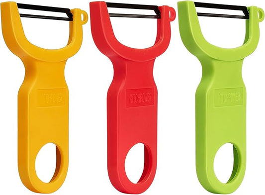 Original Vegetable Fruit Peeler Carbon Steel Blade 3 Pack Red/Green/Yellow…