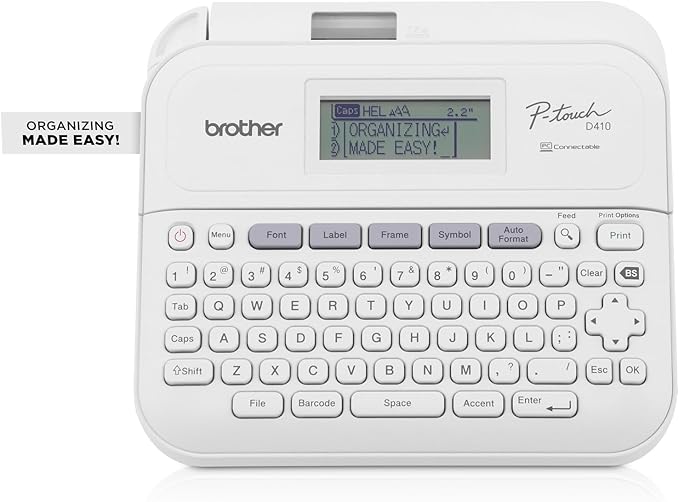 Brother P-Touch PT-D410 Home / Office Advanced Label Maker | Connect via USB to Create and Print on TZe Label Tapes up to ~3/4 inch, White