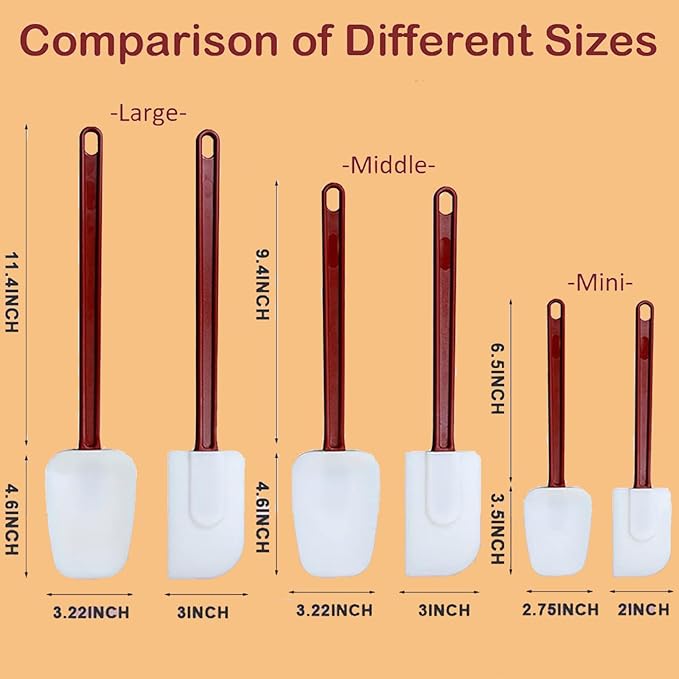 13.5 INCH Silicone Spatulas Heat Resistant Heavy Duty Rubber Spatulas Commercial Spatulas Set for Kitchen Use Silicone Cooking Utensils Sets of 2